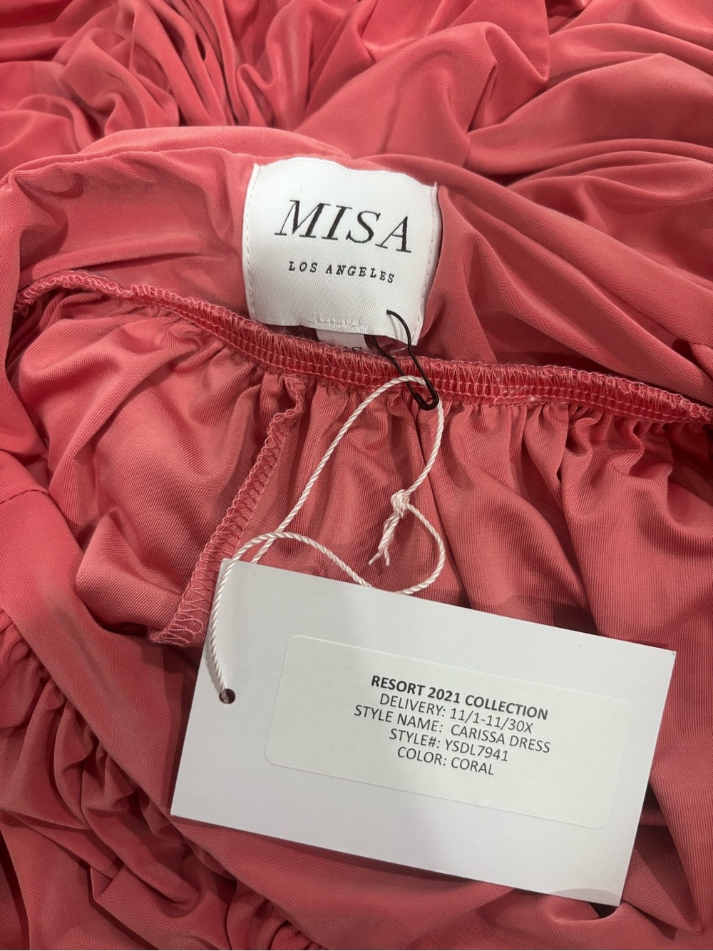 NWT Misa Los Angeles Halter Pleated Carissa Dress Coral - Picture 4 of 7